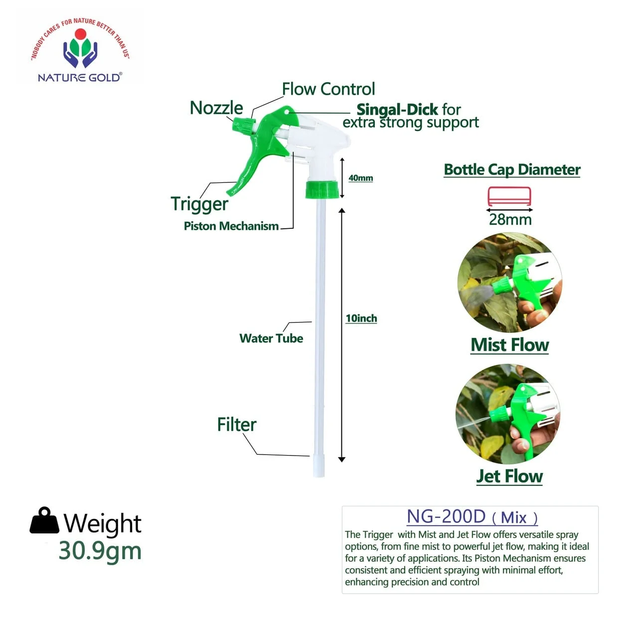 Trigger Spray dip tube NG-200D (Green)