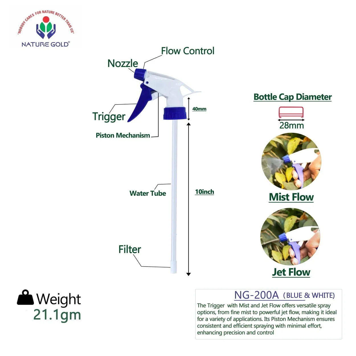 Trigger Sprayer Pipe NG-200A (Blue & White) Trigger Sprayer Pipe