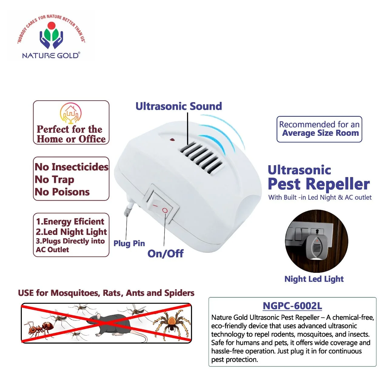 Ultrasonic Pest Repeller NGPC-6002L