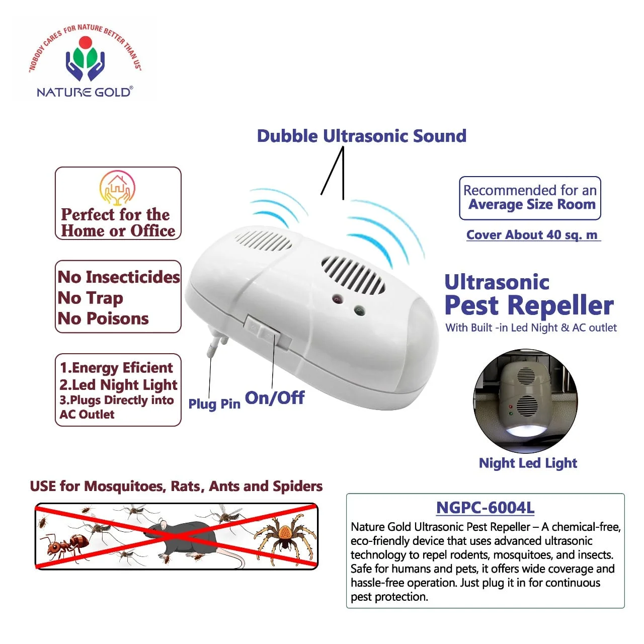 Ultrasonic Pest Repeller Machine NGPC-6004L
