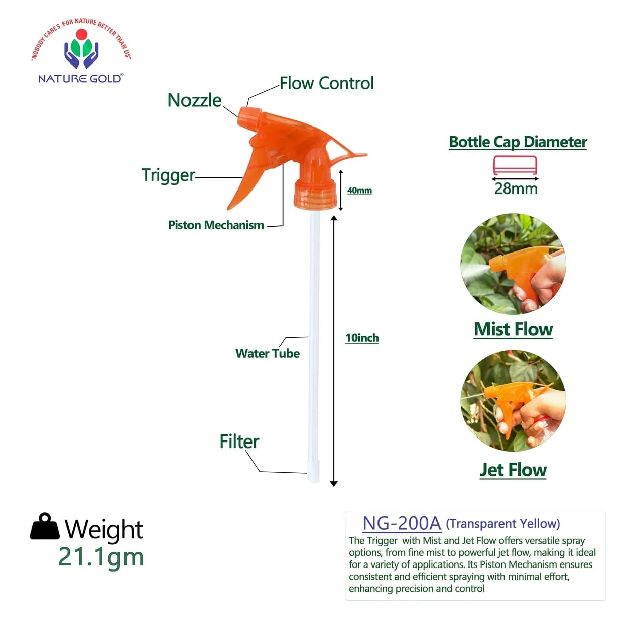 Trigger Sprayer Pipe Tube NG-200A (Trans. Yellow