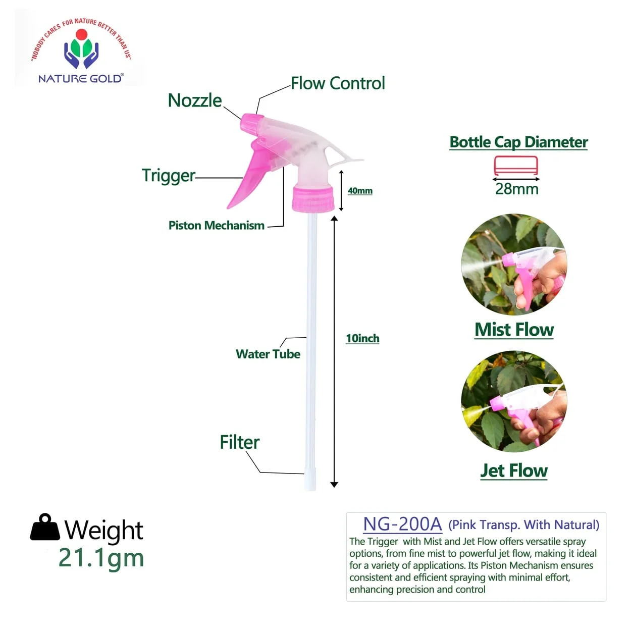 Spray Nozzle NG-200A (Pink Trans. With Natural)